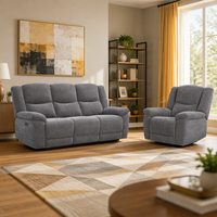Canapé inclinable multifonctionnel pour la maison, en tissu velours gris moderne, avec cadre en bois, 3 places, électrique, avec mémoire de forme, pour le cinéma à domicile