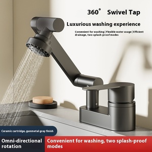 Rubinetto a doppio foro in ottone stile moderno <span class=keywords><strong>per</strong></span> il bagno lavabo acqua calda acqua fredda valvola miscelatore vecchio stile a tre fori testa del rubinetto - Product Image 3