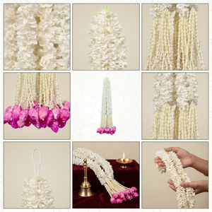 Guirnalda de Flores Artificiales Blancas con Borlas de Capullos de Loto Rosa, Decoración Floral Colgante para Bodas y Templos - Product Image 6