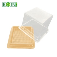 Boîte à gâteau personnalisable en forme de tranche, emballage blister pour gâteau, boîte à cheesecake, conteneur alimentaire carré en plastique PET avec fourchette