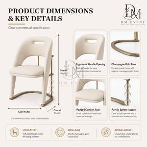 Chaise de salle à manger en acier inoxydable à dossier ouvert avec coussin blanc pour réceptions de mariage et banquets d'hôtel – Sièges commerciaux - Product Image 4
