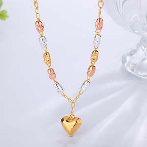 Collier de prière en perles de tungstène pour femmes Tian Mao <span class=keywords><strong>Dan</strong></span>, fait à la main, pendentif en forme de cœur, chaînes en cuivre, cadeau d'anniversaire, plaqué or - Product Image 2