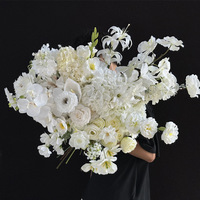 Centro de Mesa de Flores Artificiales de Seda Realistas Blancas Hechas a Mano, Arreglo Floral Colgante para Techo para Salón de Bodas de Hotel