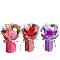 Meilleure vente transfrontalière : Bouquet de roses éternelles faites à la main pour la Saint-Valentin, en coffret cadeau avec présentoir à fenêtre multi-variétés