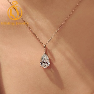<span class=keywords><strong>Collana</strong></span> con <span class=keywords><strong>Diamante</strong></span> a Goccia da 1 Carato, Gioiello in Oro Massiccio, Pendente Classico per Matrimonio, Regalo per Lei - Product Image 1