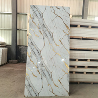 Panneau mural en PVC imperméable effet marbre brillant UV, moderne, 1220*2440mm, 3mm, pour décoration intérieure de salon d'hôtel, OEM