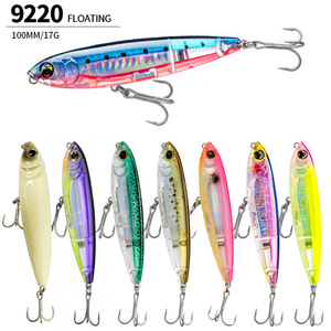 Señuelos de Pesca Tipo Lápiz Flotantes de 17g y 10cm/3.9in, 9 Colores, con Anzuelos Triples con Barbilla y Bolas de Acero Internas, para Lanzamiento Largo - Product Image 1