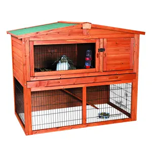 Factory hot sale outdoor wood rabbit animal pet cages wooden rabbit house hutch
