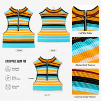 Ensemble deux pièces rétro rayé pour femme : Crop top sans manches à fermeture éclair et short assorti OEM ODM