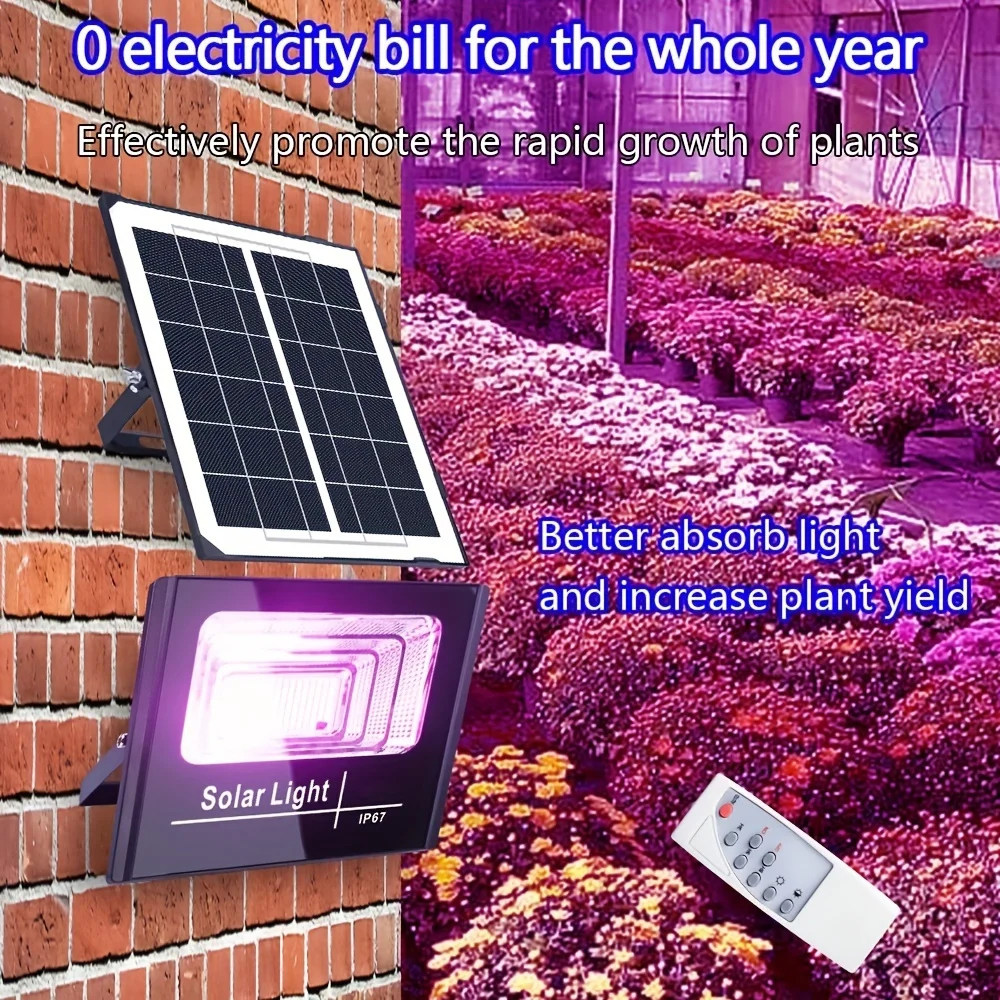 35W <strong>Solar</strong> Aluminum <strong>Grow</strong> for Rechargeable Flood <strong>Light</strong> Remote Waterproof Phytolamp for Flower Vegetable Succulent