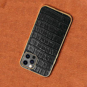 Chấp Nhận Biểu Tượng Tùy Chỉnh Mô Hình Mới Cá Sấu Mô Hình Da Bò Kim Loại Sang Trọng Điện Thoại Di Động Trường Hợp Da Cao End Vỏ - Product Image 5
