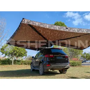 カーテントルーフトップサイド車両キャンプオーニング自立型270度オーニング、別館側壁付きカーオーニングテントアルミニウム
