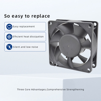 Ventilateur axial étanche IP68 70x70x25mm à roulement à billes ROHS 12/24V avec pales en plastique, OEM ODM, pour alimentation électrique