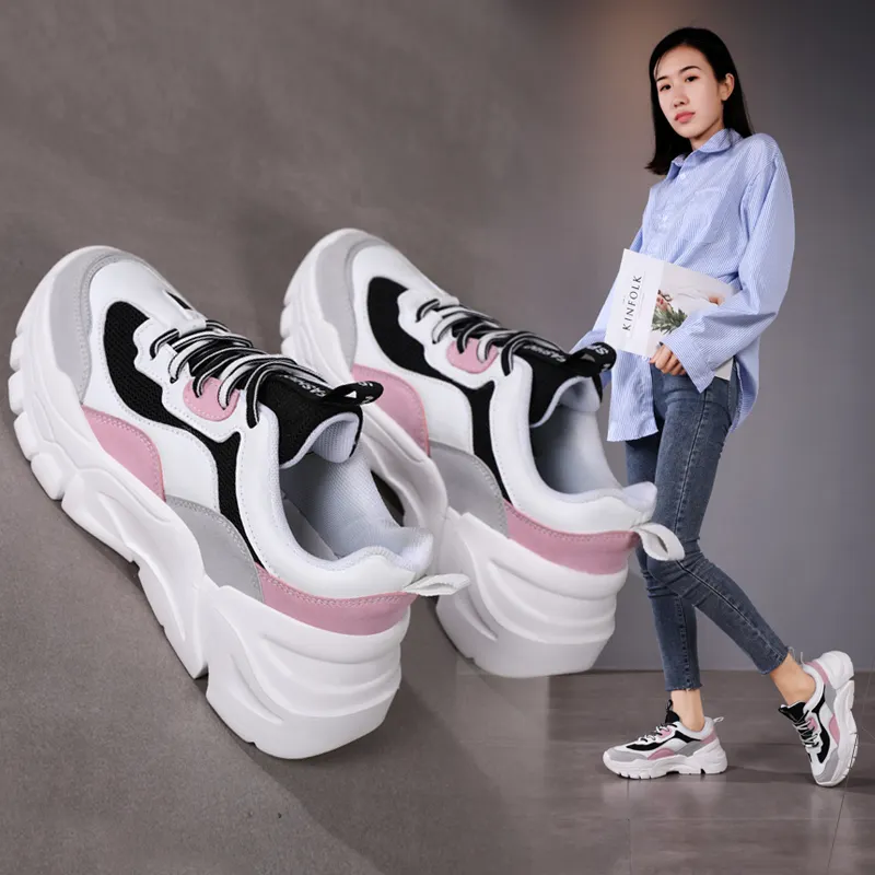 Chaussures Pour Petite fille Giày thường ngày phụ nữ Chunky Sneakers Giày thường ngày Vòng chậm đi Bộ gió giản dị