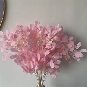 B-627 Vente en gros de fleurs artificielles pour mur floral de mariage, arrangements de fleurs à tige courte, 5 branches, feuilles d'arachide, feuilles roses artificielles - Product Image 2