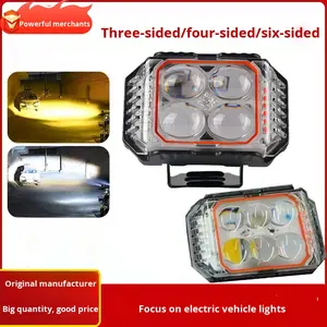 Trèfle à quatre feuilles à trois côtés pour <span class=keywords><strong>moto</strong></span> avant à LED transfrontalière phare de remplacement clignotant à <span class=keywords><strong>faisceau</strong></span> haut/bas 6 lentilles pour - Product Image 3