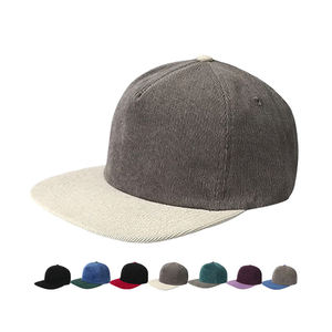 Gorra de Béisbol de Pana de 5 Paneles con Visera Plana, Estilo Deportivo de Invierno, Contraste de Color, Logotipo Personalizado, Ajustable con Broche - Product Image 6