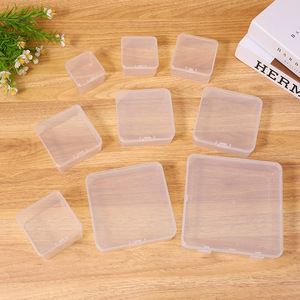 <b>Square</b> Transparent Plastic Storage Box <b>Set</b> Small Jewelry Earplug Spare Parts Organizer Desktop Container Stackable Clear Bins - Product Image 3