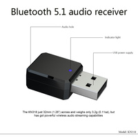 Receptor de Audio de Alta Velocidad 5.1, Salida Dual de 3.5MM, Adaptador Inalámbrico Estéreo AUX USB, Compatible con FM, Duradero, Portátil, Nuevo, Marca Toocki