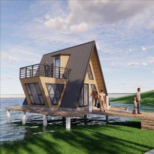 Modern <strong>A</strong>-<strong>Frame</strong> Modular Prefab House <strong>with</strong> Kitchen and <strong>Bathroom</strong> Low Cost Prefab House Kit Wooden <strong>Camper</strong> <strong>A</strong>-<strong>Frame</strong> Design - Product Image 1