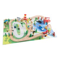 Train éducatif OEM, scène de piste pour enfants, ensemble de blocs intelligents pour bébé, jouets en bois, train