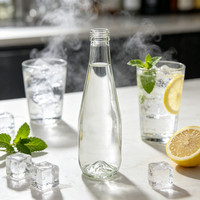 Bouteille de boisson en verre à fond volcanique 330 ml, design de base unique, étanche, durable, réutilisable, transparente, écologique