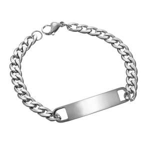 Bracelet d'Identité Personnalisé pour <span class=keywords><strong>Homme</strong></span> Femme, en Acier Inoxydable et Titane, Chaîne Maille Cubaine, Manchette Barrette à Graver - Product Image 4