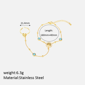 Pulseras de Dedo de Acero Inoxidable 316L que No se Deslustran, Chapadas en Oro PVD de 14k y 18k, Cadena de Mano para Novia, Anillo de Pulsera para Mujer - Product Image 6