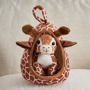 新款仿真动物幼崽小屋桌面装饰品老虎长颈鹿毛绒玩具宠物屋 - Product Image 6