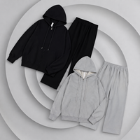 Sweat à capuche en molleton de coton épais 400-450 g/m² double couche pour homme, col montant, vierge