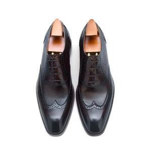 Chaussures Richelieu pour Hommes en Cuir Véritable de Luxe, Artisanales, à Trois Coutures, Style Business Décontracté, Gravées, de Haute Qualité - Product Image 2