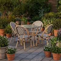 Ensembles de meubles de jardin d'extérieur imperméables en gros, fauteuils de patio en rotin français tressé à la main, ensembles de chaises bistrot de Paris