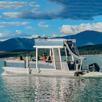 Yacht de ponton en aluminium à moteur élevé à double pont de luxe Kinocean pour les fêtes et les sports nautiques, y compris le surf, en vente!