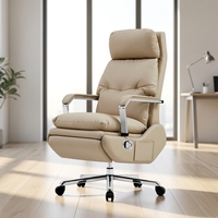 Chaise de bureau de direction moderne avec fonction inclinable, design confortable en cuir véritable pour la maison et la pause déjeuner, utilisation sur ordinateur