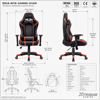 Chaise de jeu avec structure interne en acier double couche, mécanisme d'inclinaison papillon de 2,5 mm, charge maximale de 150 kg, cuir PU pour joueur