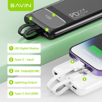 BAVIN 10000MAH PC008S 20W PD charge rapide PD portable voyage en plein air USB type c cellule téléphone portable banque d'alimentation portable