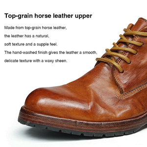 OEM Custom Handmade Goodyear Leather Horsehide Genuine Leather Thick-soled Lace-up Comfort Waterproof Casual <b>Boots</b> <b>Spring</b> Retro - Product Image 2