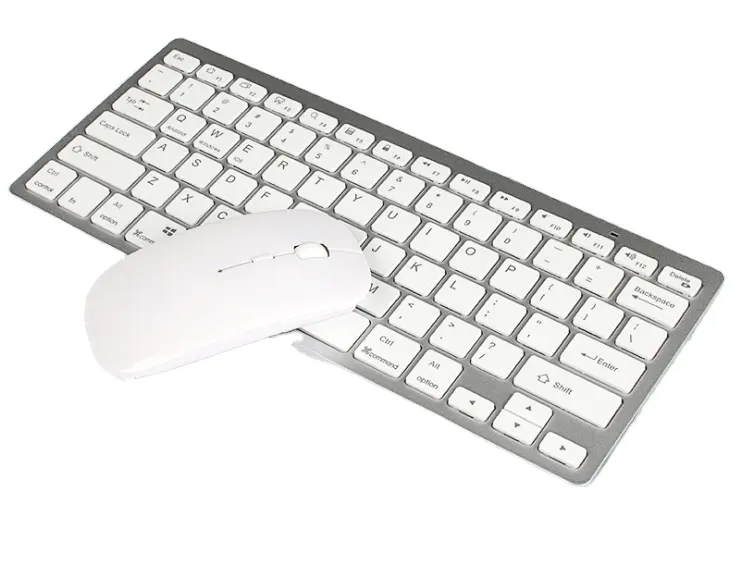 Toptan sıcak satış pil ile çalışan kablosuz Tablet PC beyaz klavye fare kombo