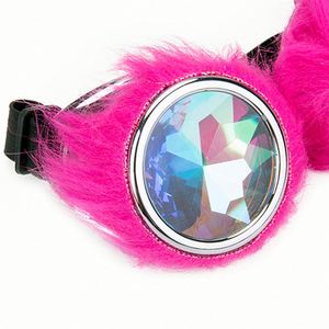 Lunettes de soleil kaléidoscopiques personnalisées avec logo, pour cosplay, festivals, raves, avec décorations roses et poils, pour femmes - Product Image 5
