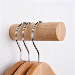 Porte-manteau mural simple <span class=keywords><strong>en</strong></span> <span class=keywords><strong>bois</strong></span> de hêtre <span class=keywords><strong>naturel</strong></span>, style campagnard, nouveau produit - Product Image 3