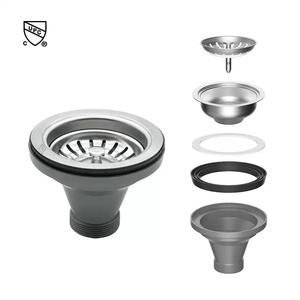 Kit de vidange d'évier de cuisine carré 3-1/2'' en acier inoxydable 304 avec panier-filtre, installation <span class=keywords><strong>sous</strong></span> plan, surface brossée, design moderne - Product Image 5