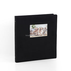 Custom Size Logo <strong>Personalised</strong> Hardcover Blank Pink Cover Velvet <strong>Wedding</strong> Guest <strong>Book</strong> with windows plastic pocket - Product Image 1