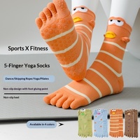 Chaussettes de yoga à cinq doigts, nouveau style printemps-été, chaussettes courtes pour femmes, motif poisson-clown, antidérapantes en silicone, chaussettes de sport à orteils