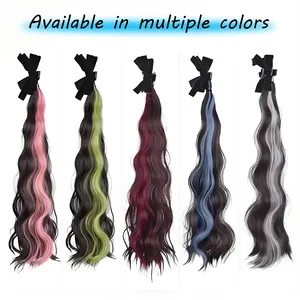 Fashionable Highlight Elf Ear 2Pcs Synthetic Wig Sweet Princess Head <b>Bow</b> <b>Clip</b>-on Curly Hair Ponytail Wig for Women - Product Image 6