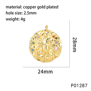 Collar con Colgante de Cobre con Cadena de Bambú y Microincrustaciones de Circonio en Relieve 3D, con Certificado IGI, Elemento de Carta del Tarot de Constelación - Product Image 4