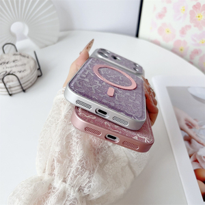 Funda Magnética de Lujo con Lazo de Purpurina Arcoíris para iPhone 18 17 16 15 Pro Max, con Relieve Brillante y Cubierta Trasera con Degradado Láser - Product Image 5