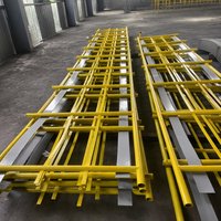Maßgefertigtes Stahlhandlaufgeländer, Gelb Pulverbeschichtetes Metallgeländer, Industrielles Sicherheitsstahlgeländer