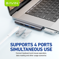 BAVIN Alloy Material Manufacturer Hub22 Usb3.0 5gbps Tipe c 4 port Usb hub untuk komputer Laptop