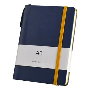 Aangepaste A6 A7 Pu Lederen Hardcover Zuivel Debossed Logo Notebook Notebook Mini Pocket Notebook Met Pen