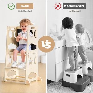 JQ Wooden Torre De Aprendizaje Lernturm Kids Foldable Kid Toddler <strong>Montessori</strong> Folding Step Stool Learning <strong>Tower</strong> for Kids - Product Image 5